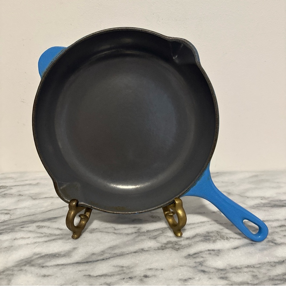 Le Creuset 9” Blue Cast Iron Skillet vintage
